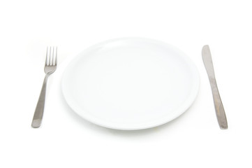 Plate with fork and knife