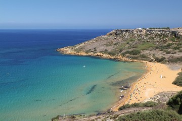 Golden Bay at the coast of Malta