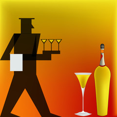 Cocktail Waiter, Deco style Poster