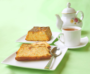 Semolina cake with a pumpkin and raisin