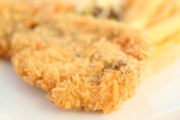 fried breaded fish steak