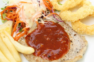 pork steak with vegetable