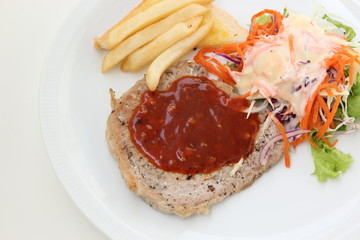 pork steak with vegetable