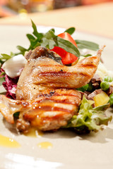 quail on the meat salad