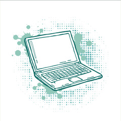 Hand-drawn laptop on grunge background