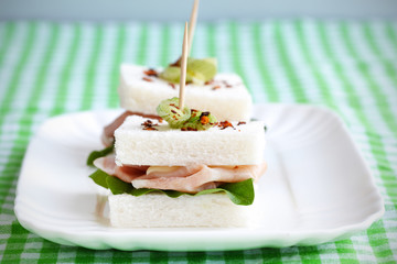 Sandwich with crustless bread and mortadella, tramezzino