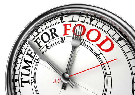 Time For Food Concept Clock Closeup