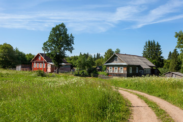 Fototapeta na wymiar Russian village in summer