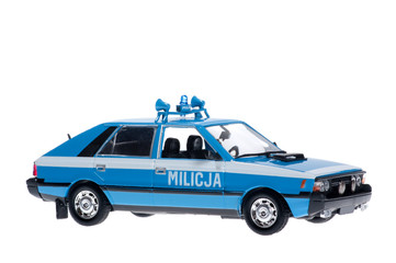 Police car on white background.