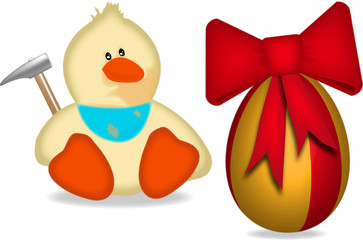 Pulcino in attesa di rompere l'uovo