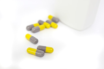 medicine capsule on white background