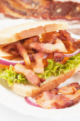 Sandwich with fried bacon