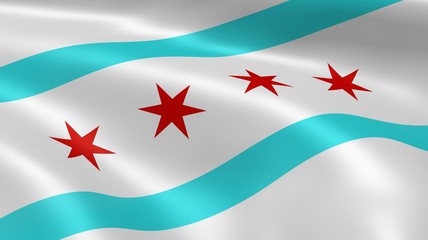 Chicagoan flag in the wind