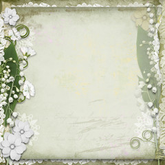 Vintage background with  white spring flowers