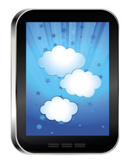 phone with cloud on touchscreen