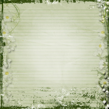Grunge  background with  spring flowers