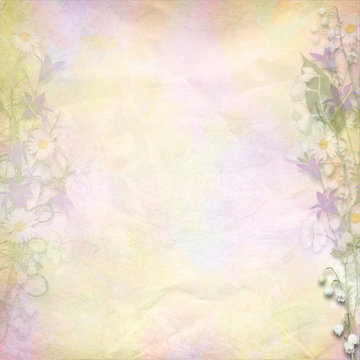 Retro colorful background with spring flowers