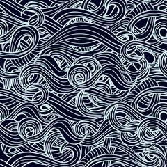 seamless pattern with hand-drawn waves