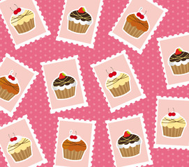 cup cake postage stamps