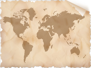 Fototapeta na wymiar Mapa świata, który był brudny