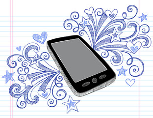 Cell Phone Mobile PDA Sketchy Doodles Vector