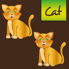 yellow cats sitting set