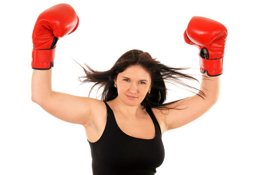 athletic girl with boxing gloves