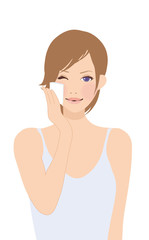 スキンケアをする女性