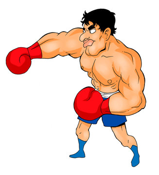 Cartoon illustration of a boxer