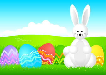 Vector illustration of Easter bunny