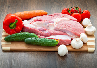 fresh meat with mushrooms and spices