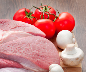 fresh meat with mushrooms and spices