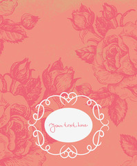 Floral background with vintage frame