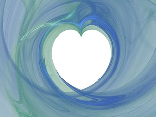 Coeur blanc dans fractale vert bleu