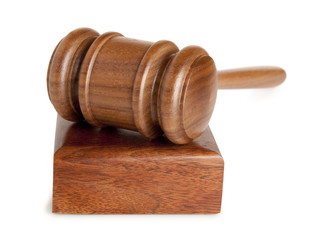 Judge wooden gavel isolated on white background