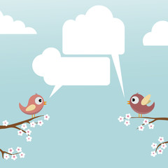 Birds with speech bubbles
