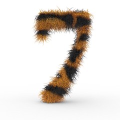 Texteffekt Haare Tiger Zahl 7