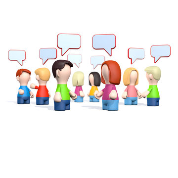 Diskussion - Menschengruppe mit Sprechblasen