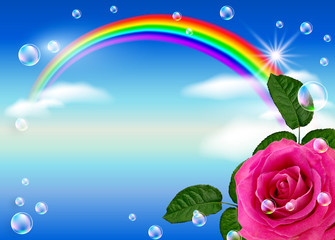 Fototapeta na wymiar Rose and rainbow