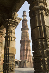 Qutub Framed by Pillars
