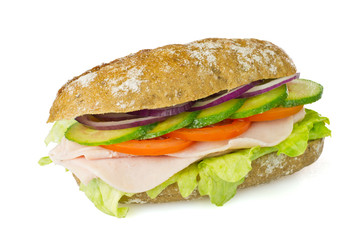 Healthy wholegrain sandwich isolated, clipping path