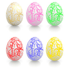 Easter eggs with colorful ornaments