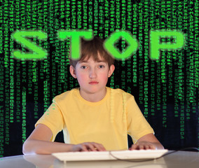 Teenager having problems with computer. Concept