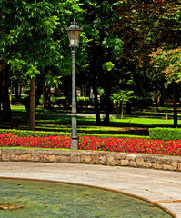 Naklejka premium Nice park in the city at summer