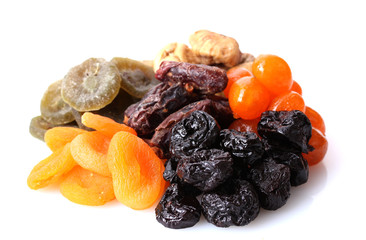 Dried fruits isolated on white