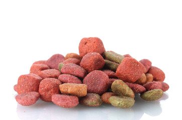 dry dog food isolated on white