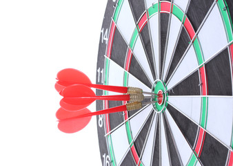dart board with darts isolated on white