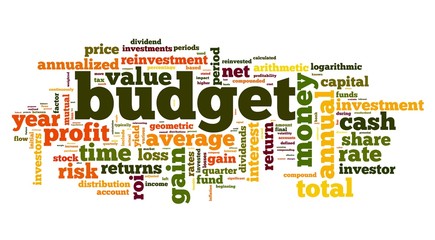 Obraz premium Budget concept in word tag cloud on white