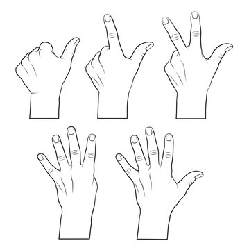 Mit der hand zählen 1,2,3,4,5,