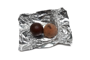 Two different sweets on a foil